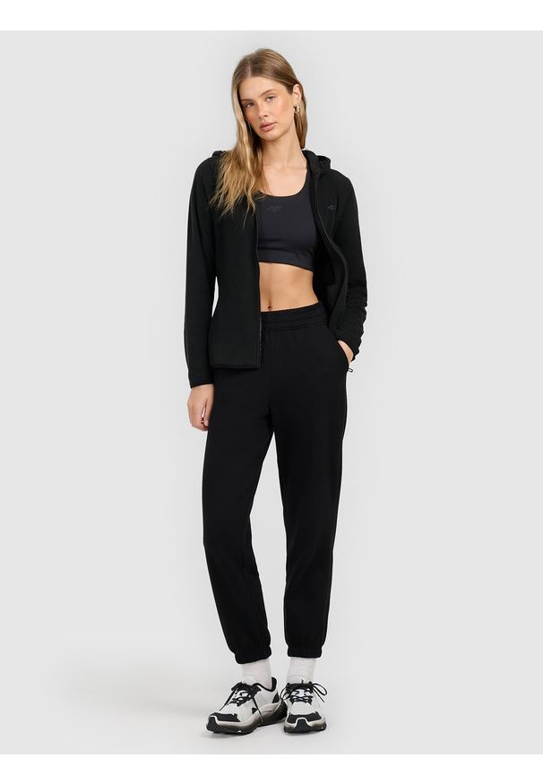 4f - 4F Polar slim z kapturem damski - czarny XL. Typ kołnierza: kaptur. Kolor: czarny. Materiał: polar. Sport: fitness