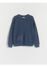 Reserved - Bawełniany sweter - granatowy. Kolor: niebieski. Materiał: bawełna #1