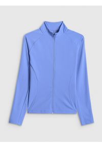 4f - 4F Bluza treningowa slim bez kaptura damska - niebieska XL. Typ kołnierza: bez kaptura. Kolor: niebieski. Długość rękawa: raglanowy rękaw. Długość: długie. Styl: sportowy #1