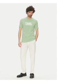 Karl Lagerfeld - KARL LAGERFELD T-Shirt 755087 552235 Zielony Regular Fit. Typ kołnierza: dekolt w karo. Kolor: zielony. Materiał: bawełna #4