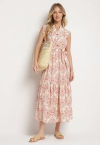 Born2be - Różowa Wiskozowa Sukienka Bez Rękawów z Wiązanym Paskiem Filimea. Okazja: na co dzień. Typ kołnierza: dekolt w kształcie V. Kolor: różowy. Materiał: wiskoza. Długość rękawa: bez rękawów. Typ sukienki: proste. Styl: casual, elegancki #7