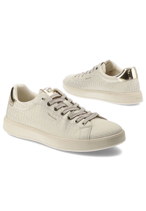 Złote Sneakersy Tamaris Stylowe Obuwie Damskie. Okazja: na co dzień. Zapięcie: sznurówki. Kolor: złoty. Materiał: materiał. Styl: elegancki