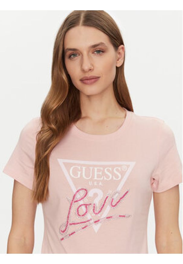 Guess T-Shirt W5GI05 I3Z14 Różowy Regular Fit. Kolor: różowy. Materiał: bawełna