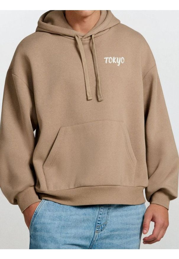 Sinsay - Bluza z nadrukiem na plecach - brązowy. Kolor: brązowy. Wzór: nadruk