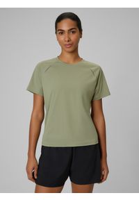 4f - 4F Koszulka do biegania szybkoschnąca damska - khaki M. Kolor: oliwkowy, brązowy, wielokolorowy. Długość: długie. Sport: fitness, bieganie #1