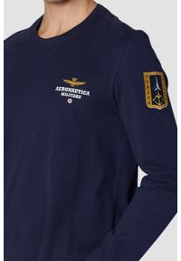 Aeronautica Militare - AERONAUTICA MILITARE Granatowy longsleeve męski Crew neck. Kolor: niebieski. Długość rękawa: długi rękaw