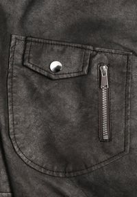 Renee - Ciemnoszara Kurtka o Kroju Ramoneski z Paskiem ze Sprzączką i Kieszeniami Milvila. Okazja: na co dzień. Kolor: szary. Materiał: jeans. Styl: rockowy, casual, klasyczny, elegancki #8