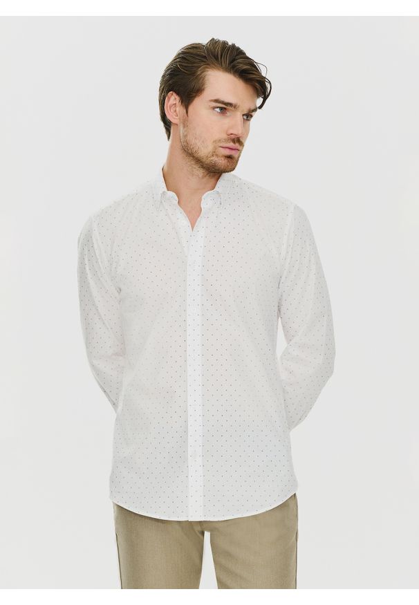 PAKO LORENTE – Elegancka koszula męska w delikatny wzorek P24SF-1X-021-B-S - Pako Lorente. Okazja: na co dzień. Materiał: jeans, elastan. Styl: elegancki