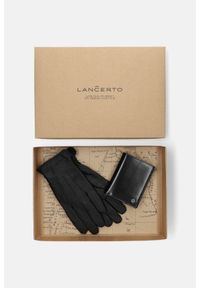 Lancerto - Zestaw Portfel męski Plus Rękawiczki. Kolor: czarny. Materiał: skóra, materiał. Styl: elegancki