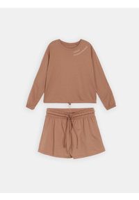 Sinsay - Bawełniana piżama dwuczęściowa z napisem - brązowy. Kolor: brązowy. Materiał: bawełna. Wzór: napisy #1