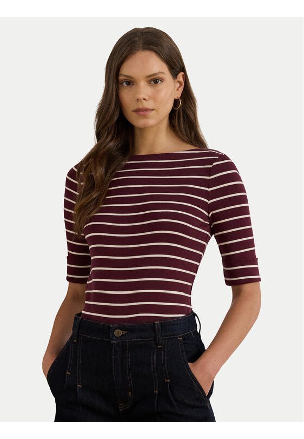 Lauren Ralph Lauren - LAUREN RALPH LAUREN Bluzka 200P03723001 Brązowy Slim Fit. Kolor: brązowy. Materiał: bawełna