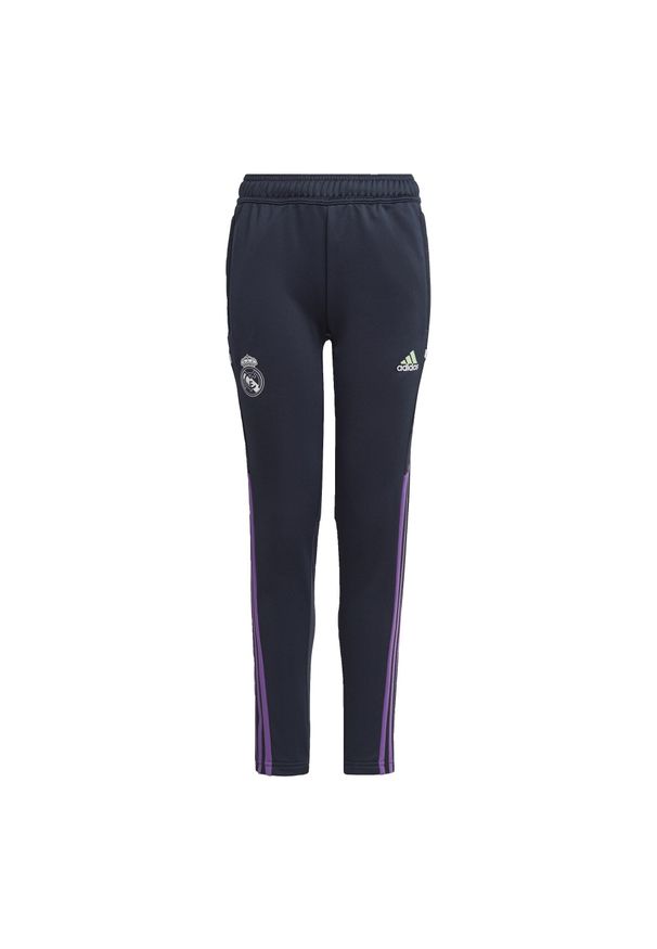 Spodnie do piłki nożnej dla dzieci Adidas Real Madrid Condivo 22 Training. Kolor: niebieski. Materiał: dresówka, materiał. Sport: piłka nożna