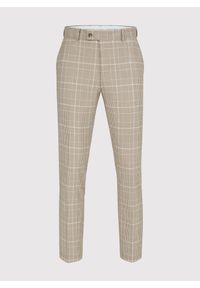 Pako Lorente - PAKO LORENTE – Beżowe spodnie męskie w kratę. Kolor: beżowy. Materiał: poliester, elastan, wiskoza #3
