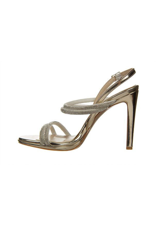 Sandały Bayla-187 589-1729 Gold 187131, Złoty, Skóra ekologiczna. Kolor: złoty. Materiał: skóra ekologiczna. Wzór: motyw z bajki, ze splotem. Obcas: na obcasie. Wysokość obcasa: średni