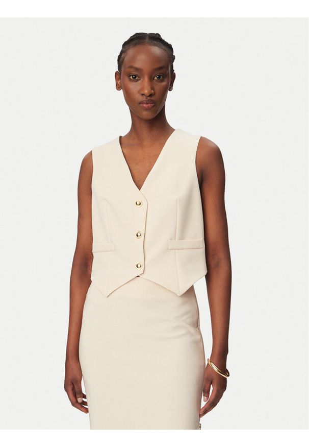 Rinascimento Kamizelka garniturowa CFC0128644003 Beżowy Regular Fit. Kolor: beżowy. Materiał: syntetyk