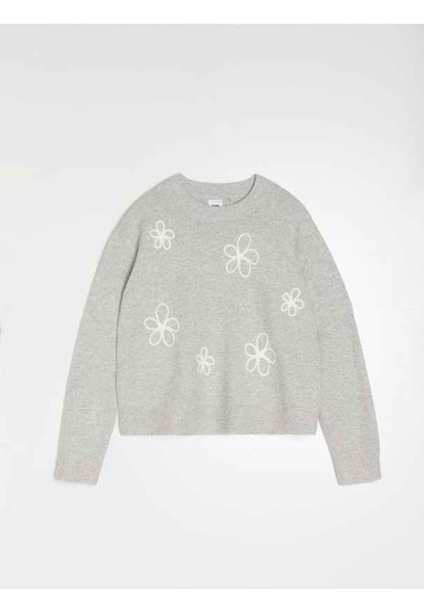 Sinsay - Sweter z domieszką wełny - szary. Kolor: szary. Materiał: wełna