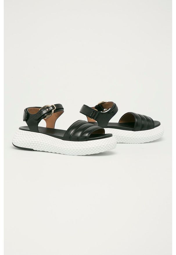 Emporio Armani - Sandały. Zapięcie: klamry. Kolor: czarny. Materiał: guma. Obcas: na platformie