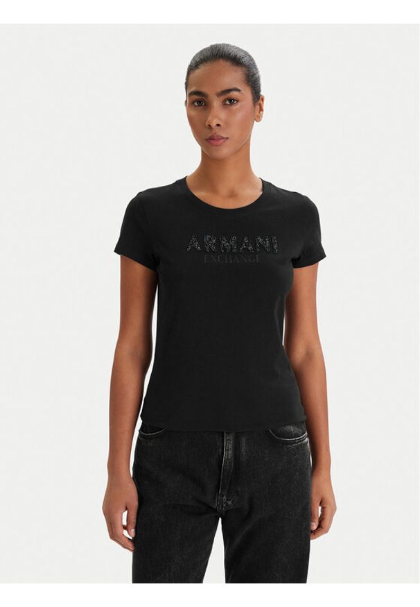 Armani Exchange T-Shirt XW002106 AF10356 UC001 Czarny Slim Fit. Kolor: czarny. Materiał: bawełna