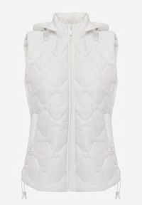 Renee - Biała Kamizelka z Odpinanym Kapturem i Pikowanym Wzorem Tiozarе. Okazja: na co dzień. Kolor: biały. Materiał: jeans. Sezon: jesień. Styl: casual #3