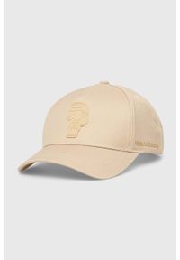 Karl Lagerfeld czapka z daszkiem kolor beżowy z aplikacją. Kolor: beżowy. Wzór: aplikacja #1