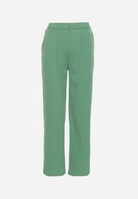 Born2be - Zielone Eleganckie Szerokie Spodnie z Gumką w Pasie Zapinane na Suwak Barcarola. Okazja: na co dzień. Kolor: zielony. Materiał: jedwab. Styl: elegancki #4