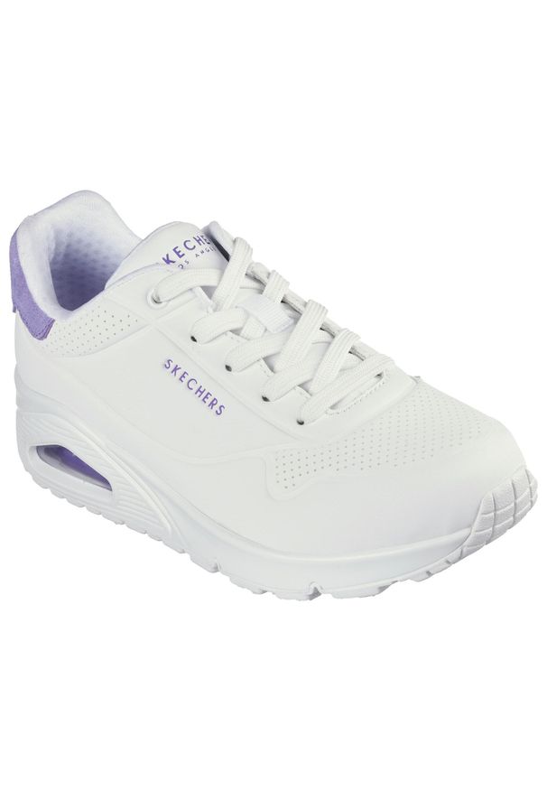skechers - Buty do chodzenia damskie Skechers 177092WMNT. Kolor: biały, wielokolorowy, fioletowy. Materiał: materiał, syntetyk. Szerokość cholewki: normalna. Model: Skechers Sport. Sport: turystyka piesza