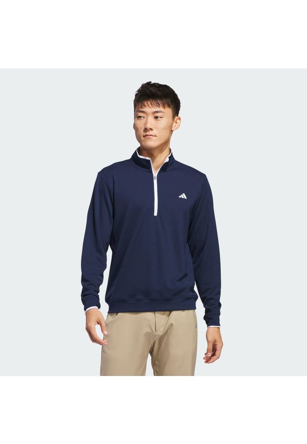 Adidas - Koszulka Lightweight Half-Zip. Typ kołnierza: golf. Kolor: niebieski, wielokolorowy, biały. Materiał: materiał. Sport: golf