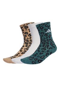 Adidas - Skarpety Leopard Print Sock 3 Pair Pack. Kolor: biały, wielokolorowy, beżowy. Wzór: nadruk