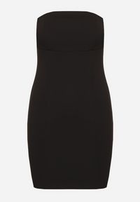 Born2be - Czarna Dopasowana Sukienka z Wiskozą Divane. Okazja: do pracy, na spotkanie biznesowe. Kolor: czarny. Materiał: wiskoza. Długość rękawa: bez ramiączek. Styl: biznesowy, klasyczny, elegancki #6