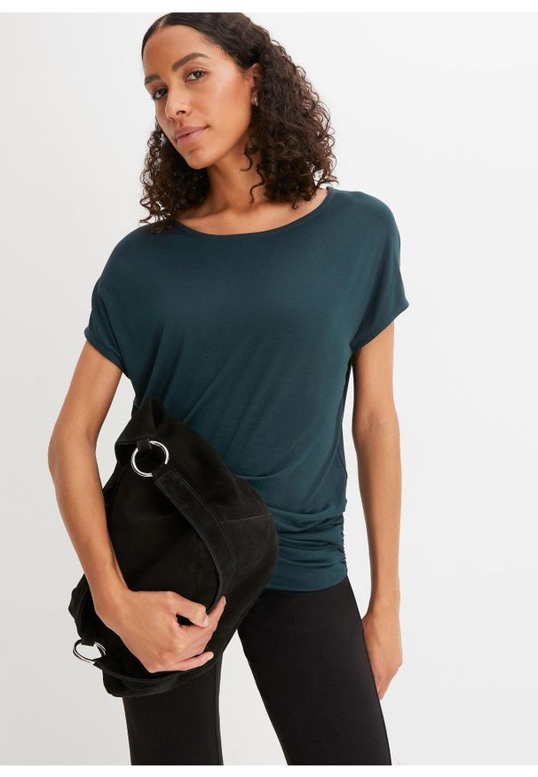 bonprix - T-shirt z miękkiej mieszanki wiskozy. Kolor: zielony. Materiał: wiskoza