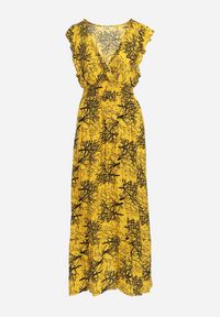 Born2be - Żółta Maxi Sukienka Rozkloszowana z Wiskozy z Kopertową Górą Wiracia. Kolor: żółty. Materiał: wiskoza. Typ sukienki: kopertowe. Długość: maxi #7