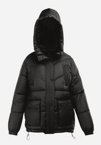 Born2be - Czarna Kurtka Pikowana z Kapturem Lannea. Typ kołnierza: kaptur. Kolekcja: plus size. Kolor: czarny. Materiał: jeans. Długość rękawa: długi rękaw. Długość: długie