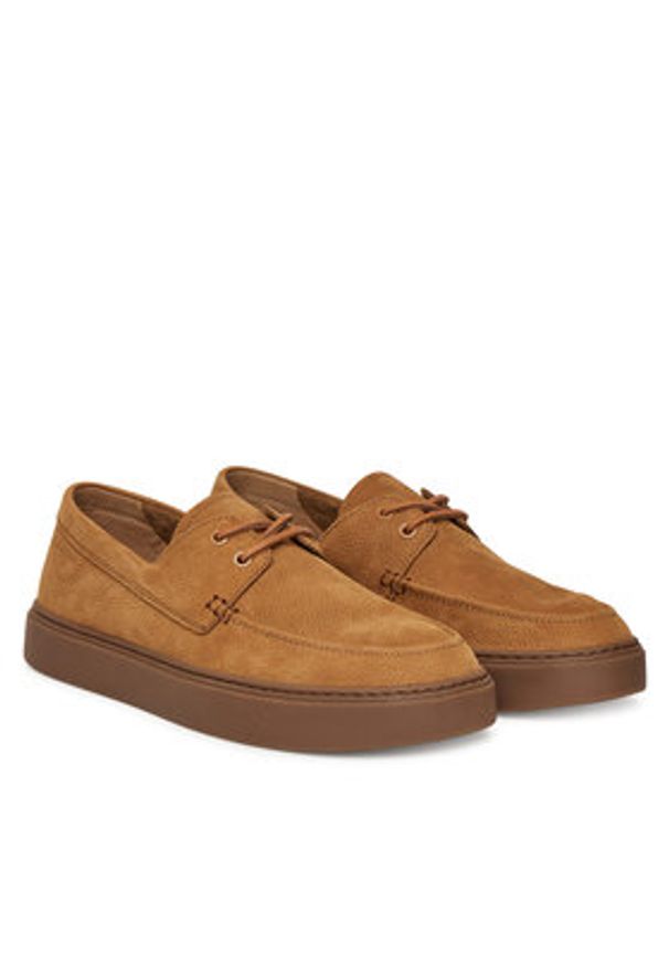 Calvin Klein Półbuty Hybrid Lace Up Boat Nu HM0HM01892 Brązowy. Kolor: brązowy. Materiał: zamsz, skóra
