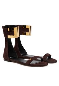 Elisabetta Franchi Sandały SA-88L-62E2-V540 Brązowy ciemny. Kolor: brązowy. Materiał: skóra, zamsz #3