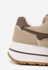 Born2be - Beżowe Sneakersy na Grubej Podeszwie z Perforacją i Tweedowymi Wstawkami Idaphyphe. Okazja: na co dzień. Kolor: beżowy. Materiał: jeans #4