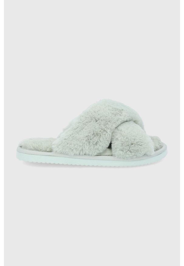 Flip*Flop Kapcie kolor zielony. Nosek buta: okrągły. Kolor: turkusowy. Materiał: materiał. Wzór: gładki