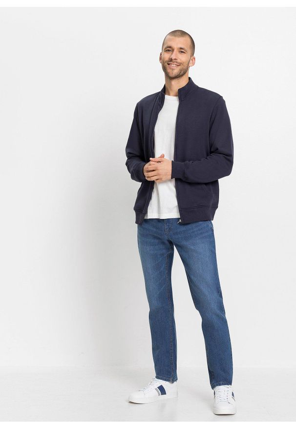 bonprix - Lekkie dżinsy ze stretchem z gumką w talii regular fit straight. Kolor: niebieski