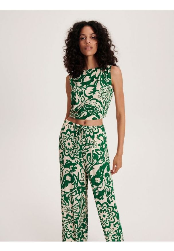 Reserved - Wzorzyste spodnie - wielobarwny. Materiał: wiskoza, tkanina