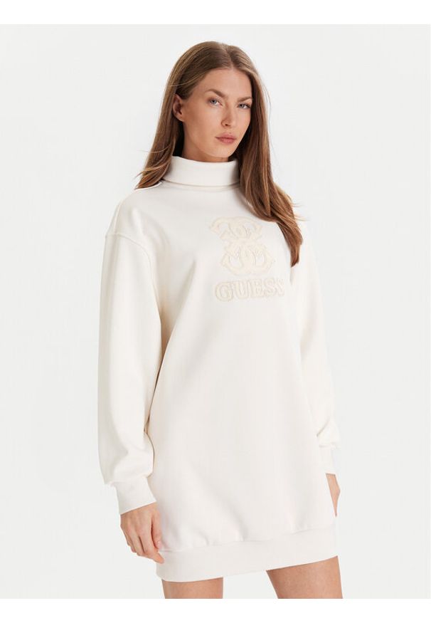 Guess Sukienka codzienna V5YK07 KCX22 Écru Regular Fit. Okazja: na co dzień. Materiał: syntetyk. Typ sukienki: proste. Styl: casual