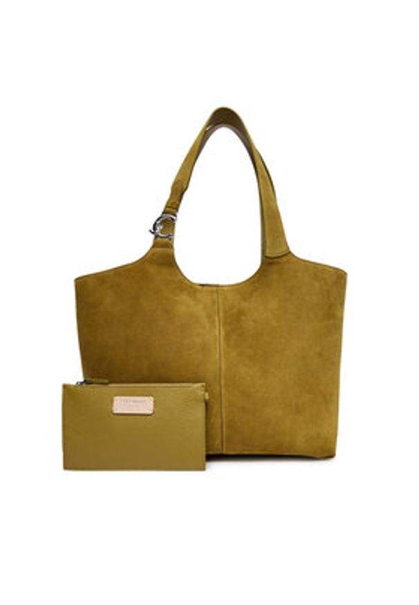 Coccinelle Torebka E1 THE 11 01 Khaki. Kolor: brązowy. Materiał: skórzane, zamszowe
