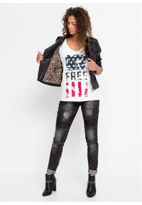 bonprix - T-shirt z czystej bawełny. Kolor: biały. Materiał: bawełna. Długość rękawa: krótki rękaw. Długość: krótkie. Wzór: nadruk #2