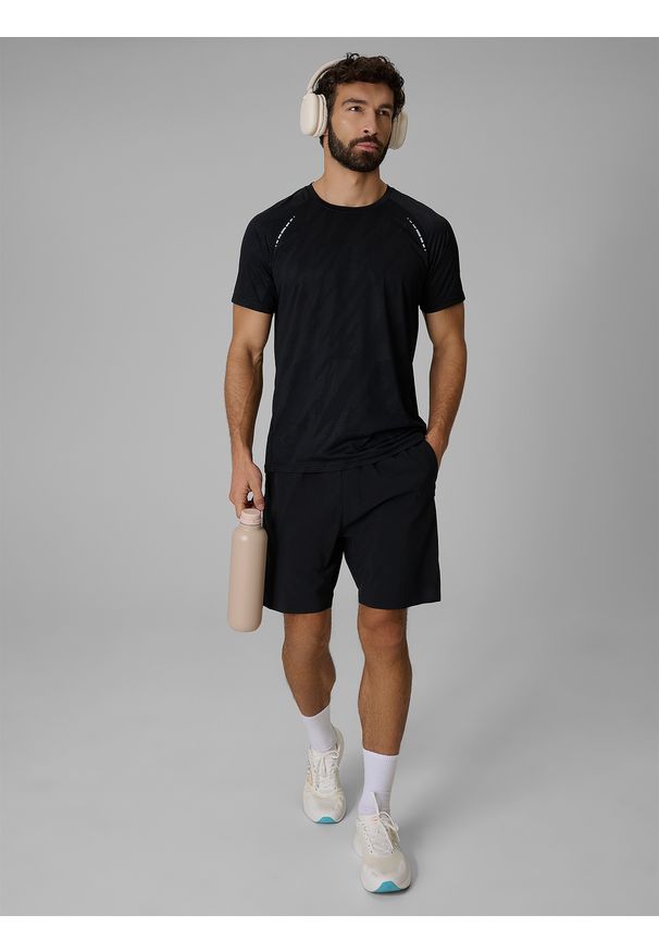 4f - 4F Spodenki do biegania szybkoschnące męskie - czarne M. Kolor: czarny. Długość: długie. Sport: bieganie