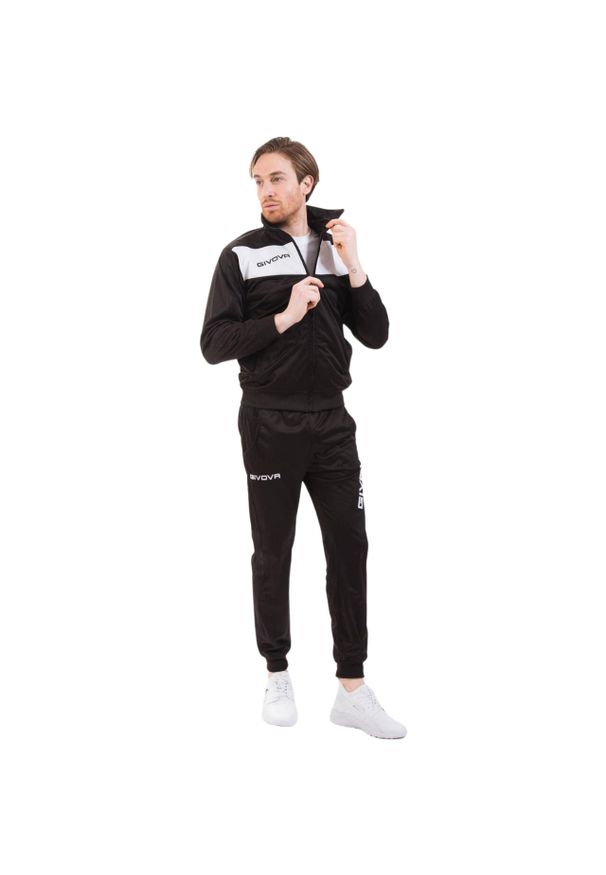 Dres Givova Tuta Visa Black. Kolor: wielokolorowy, biały, czarny. Materiał: dresówka. Sport: piłka nożna