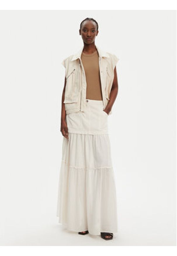 Pinko - PINKO Spódnica maxi Kenny 105252 A2MI Écru Regular Fit. Kolor: kremowy. Materiał: bawełna
