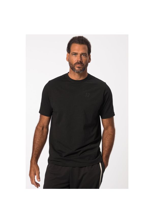 JAY-PI - Męski T-shirt FLEXNAMIC® fitness rękaw 1/2 nadruk z tyłu QuickDry. Kolekcja: plus size. Kolor: czarny. Materiał: materiał, poliester, bawełna. Wzór: nadruk. Sport: fitness