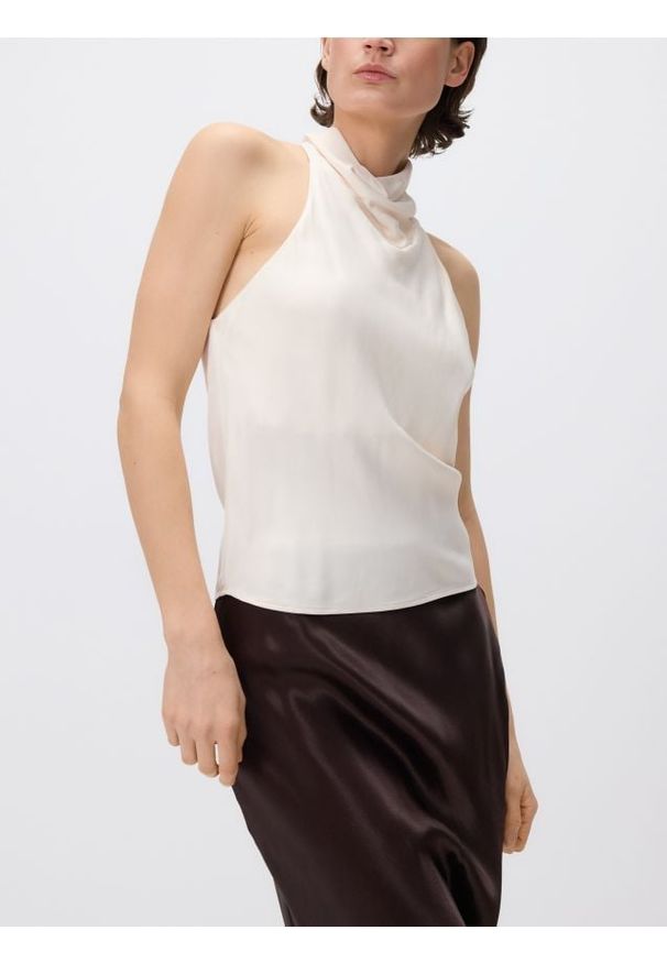 Reserved - Top halter - kremowy. Typ kołnierza: dekolt halter. Kolor: kremowy. Materiał: tkanina, wiskoza