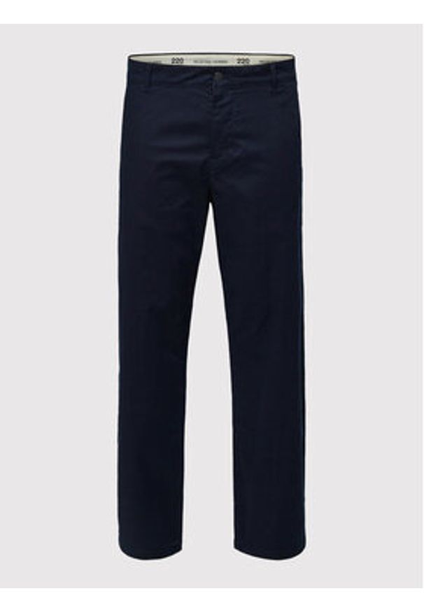 Selected Homme Chinosy Salford 16080159 Granatowy Loose Fit. Kolor: niebieski. Materiał: bawełna