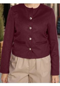 Sinsay - Elegancka kurtka z imitacji zamszu i ozdobnymi guzikami - czerwony. Kolor: czerwony. Materiał: zamsz. Styl: elegancki