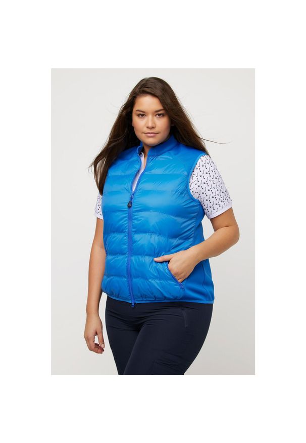 ULLA POPKEN - Damskie Hybrydowa golfowa kamizelka Powerstretch dwukierunkowy suwak stójka. Typ kołnierza: kołnierzyk stójkowy. Kolekcja: plus size. Kolor: niebieski. Materiał: poliamid, materiał. Sport: golf