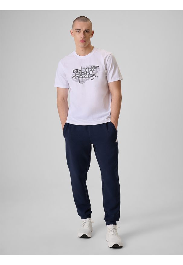 4f - 4F Spodnie dresowe joggery męskie - granatowe XXL. Kolor: niebieski. Materiał: dresówka